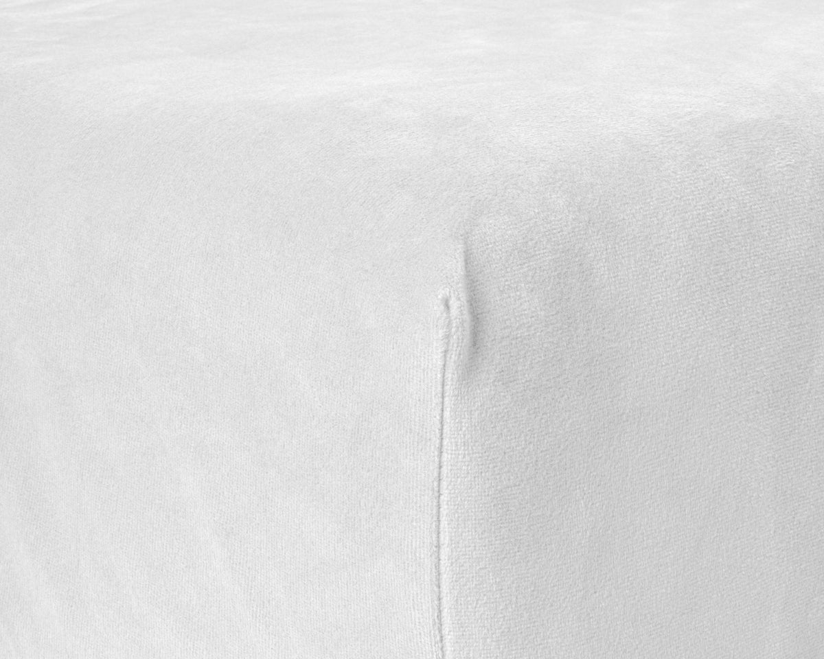 Hoeslaken velvet polyester wit 90 x 200 cm, hoekhoogte 30 cm, voor eenpersoonsbed