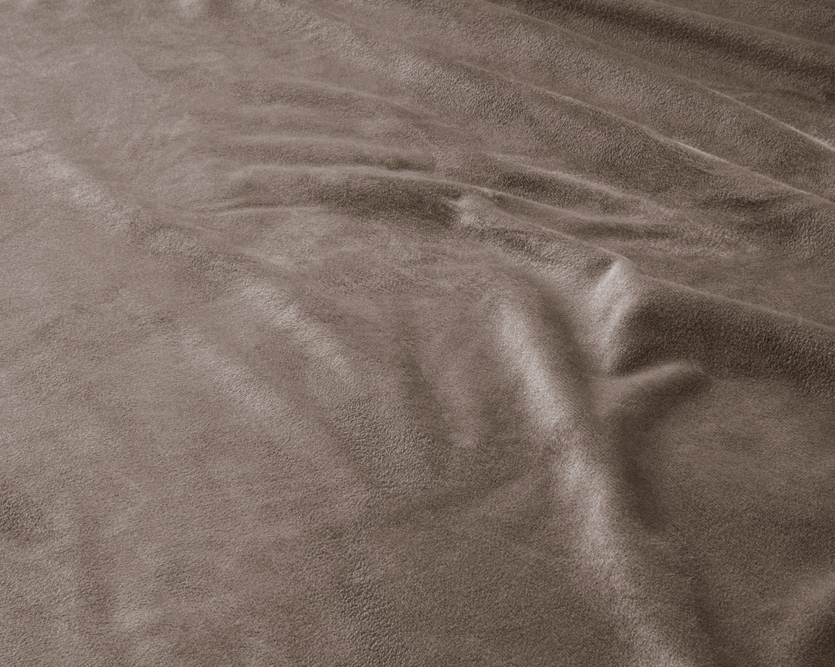 Hoeslaken fluweel polyester taupe 140 x 200 cm met hoekhoogte 30 cm, voor de slaapkamer