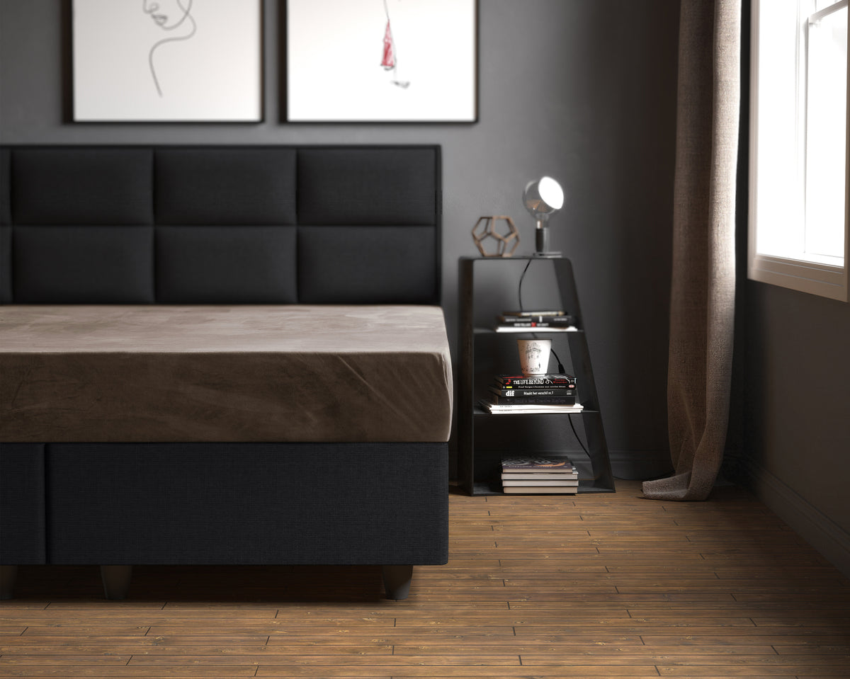 Hoeslaken fluweel polyester taupe 160 x 200 cm, hoekhoogte 30 cm, voor de slaapkamer