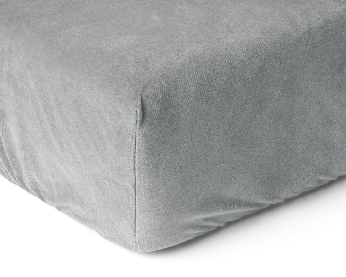 Hoeslaken fluweel polyester grijs 160 x 200 cm, hoekhoogte 30 cm, zacht en warm voor de winter