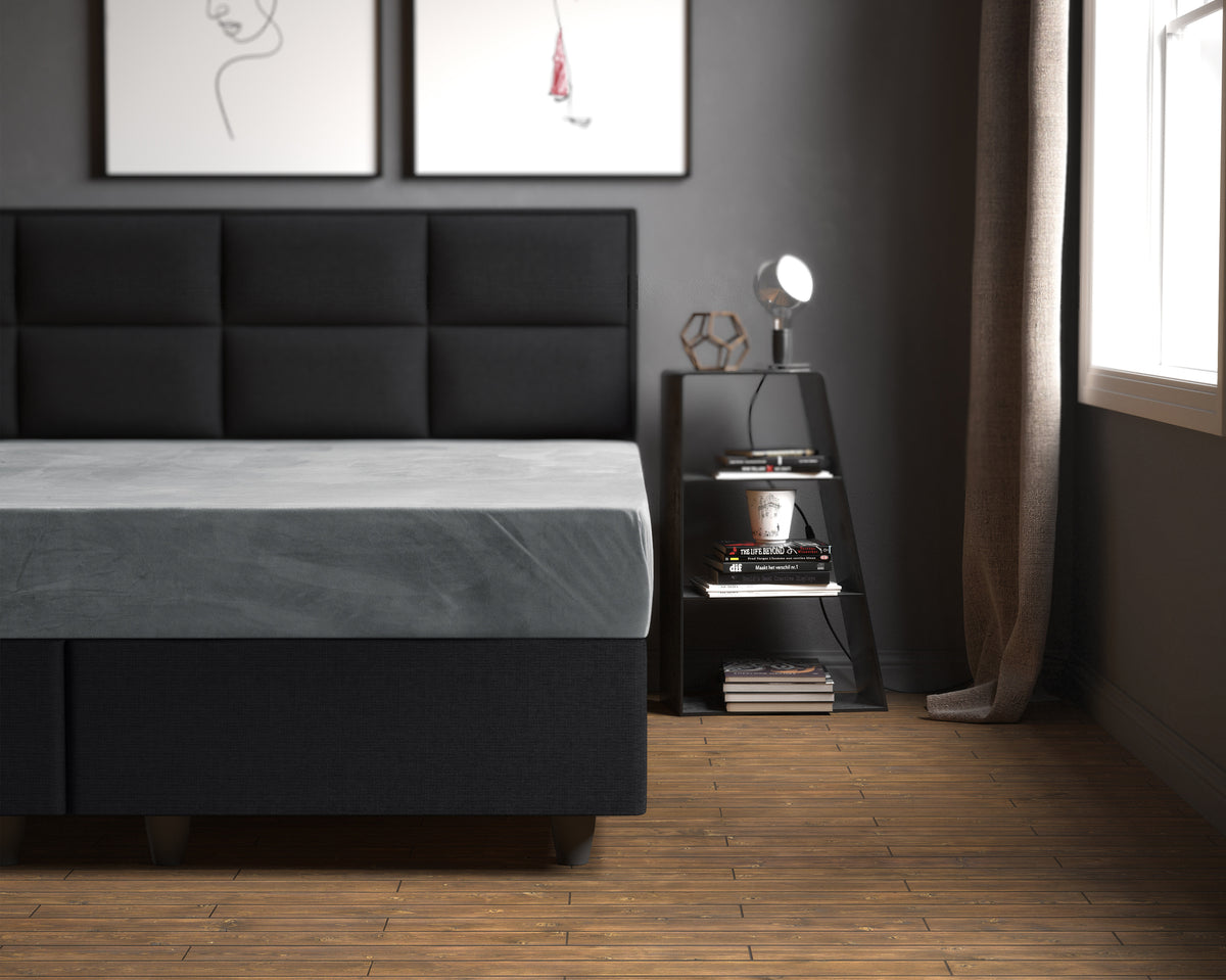 Hoeslaken fluweel polyester grijs 180 x 200 cm, hoekhoogte 30 cm, voor de slaapkamer