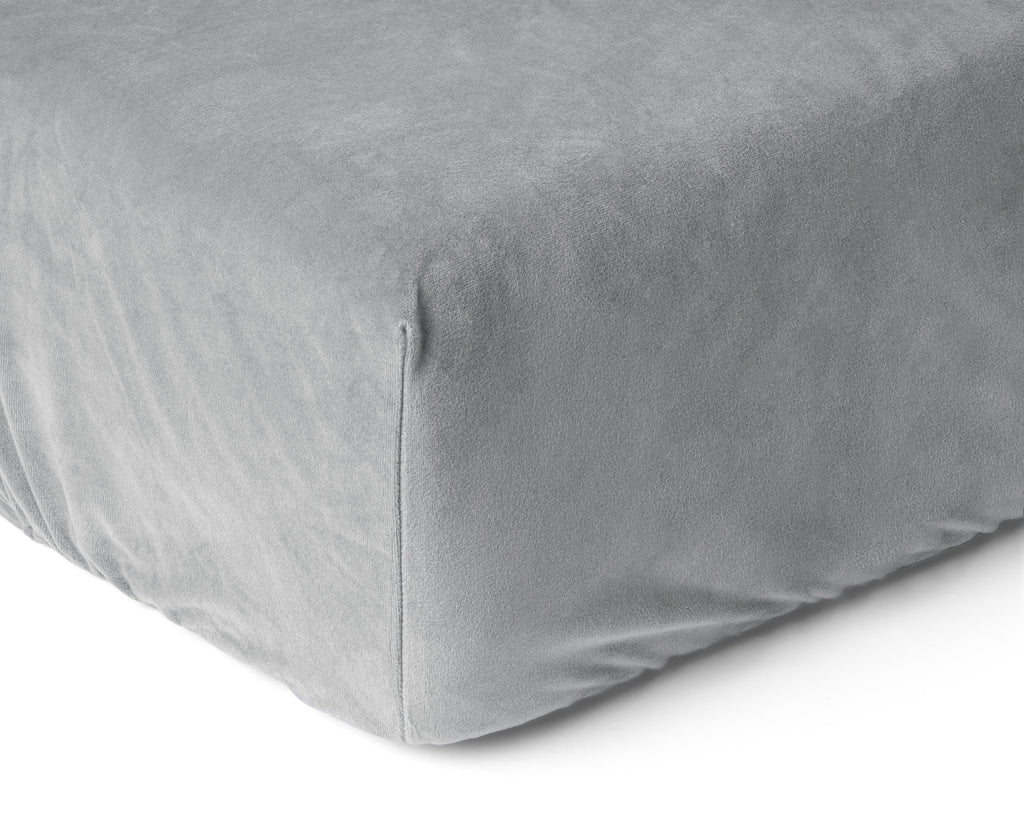 Hoeslaken fluweel polyester grijs 180 x 200 cm, hoekhoogte 30 cm, voor de slaapkamer