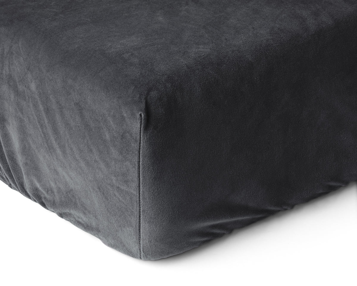 Hoeslaken fluweel polyester antraciet 140 x 200 cm, hoekhoogte 30 cm, voor de wasdroger