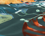 Dekbedovertrek katoensatijn Calanthe groen bloemenprint 240 x 220 cm, met kussenslopen 60 x 70 cm