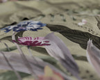 Dekbedovertrek katoensatijn Aurelie groen met bloemenprint, dubbelzijdig 240 x 220 cm, met 2 kussenslopen
