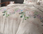 Dekbedovertrek katoen bloemenprint beige 200 x 220 cm, met kussenslopen 60 x 70 cm
