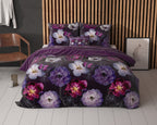 Dekbedovertrek katoen polyester Magische Bloem paars 200 x 220 cm, met 2 kussenslopen 60 x 70 cm