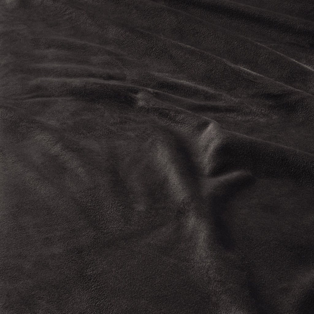 Dekbedovertrek fluweel polyester zwart met ruches 140 x 220 cm, met kussenslopen