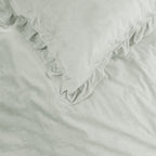 Dekbedovertrek fluweel polyester wit met ruches 240 x 220 cm, met 2 kussenslopen