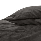 Dekbedovertrek fluweel microvezel taupe 200 x 220 cm, met kussenslopen en drukknopen