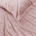 Dekbedovertrek fluweel polyester roze met fluwelen bies 140 x 220 cm, met kussensloop, drukknopen, kinderkamer