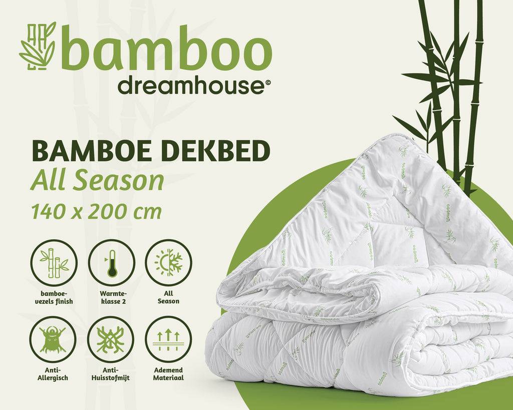 Dekbed holle vezel bamboe touch wit 140 x 200 cm, warmteklasse 2, wasbaar op 30°C