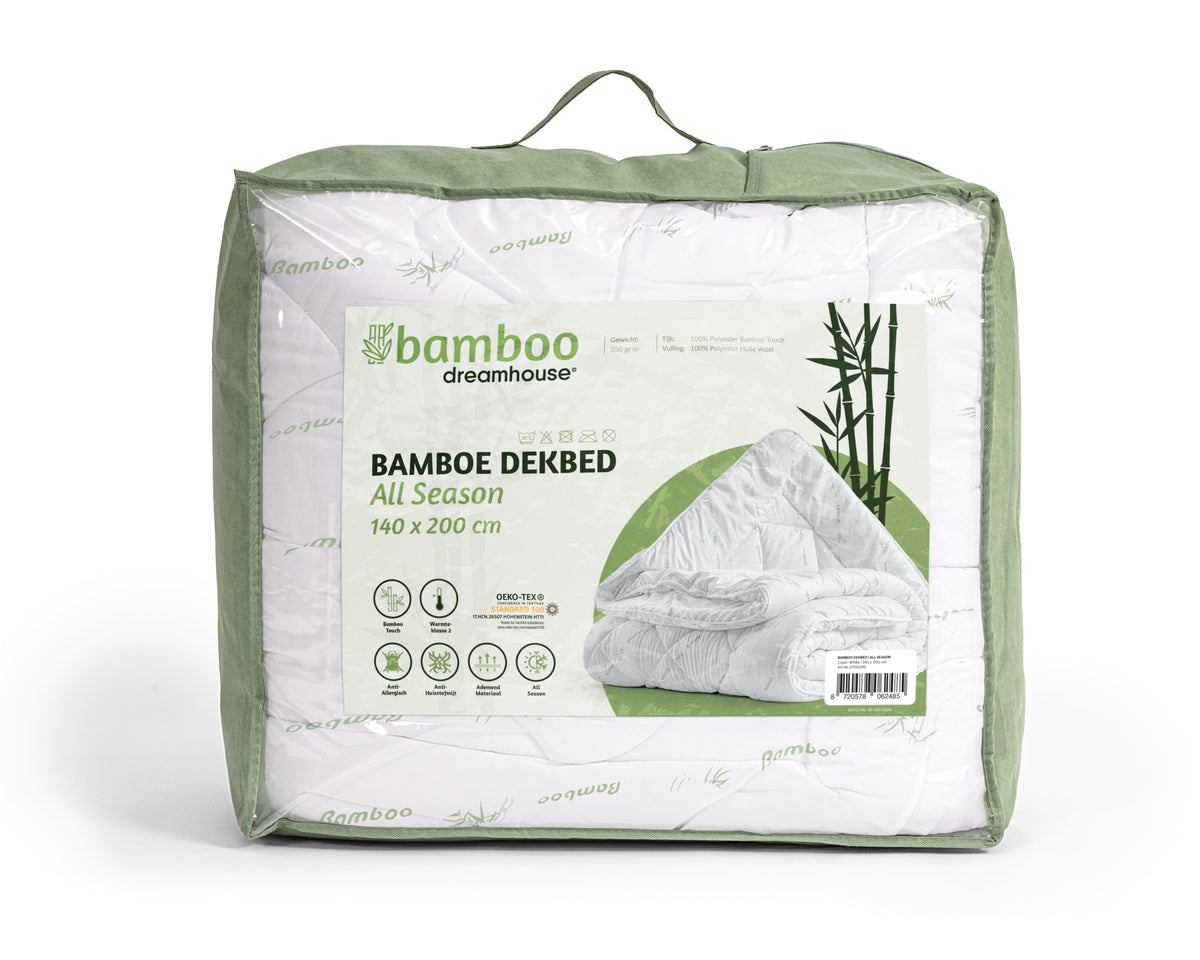 Dekbed holle vezel bamboe touch wit 140 x 200 cm, warmteklasse 2, wasbaar op 30°C