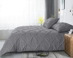 Dekbedovertrek katoen ranforce pintuck grijs 240 x 220 cm, met 2 kussenslopen 60 x 70 cm