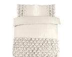 Dekbedovertrek katoen percale T144 crème met ruches 240 x 220 cm, met 2 kussenslopen 60 x 70 cm