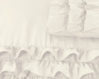 Dekbedovertrek katoen percale T144 crème met ruches 240 x 220 cm, met 2 kussenslopen 60 x 70 cm