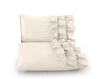 Dekbedovertrek katoen percale T144 crème met ruches 240 x 220 cm, met 2 kussenslopen 60 x 70 cm