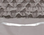 Dekbedovertrek percale katoen Cyprus taupe met ruches 140 x 220 cm, met kussensloop 60 x 70 cm