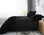 Dekbedovertrek percale katoen T144 Cyprus met ruches, zwart, 240 x 220 cm, met 2 kussenslopen 60 x 70 cm