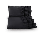Dekbedovertrek percale katoen T144 Cyprus met ruches, zwart, 240 x 220 cm, met 2 kussenslopen 60 x 70 cm