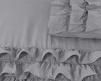 Dekbedovertrek percale katoen T144 Cyprus met ruches grijs 200 x 220 cm, met 2 kussenslopen 60 x 70 cm