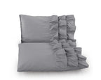 Dekbedovertrek percale katoen T144 Cyprus met ruches grijs 200 x 220 cm, met 2 kussenslopen 60 x 70 cm