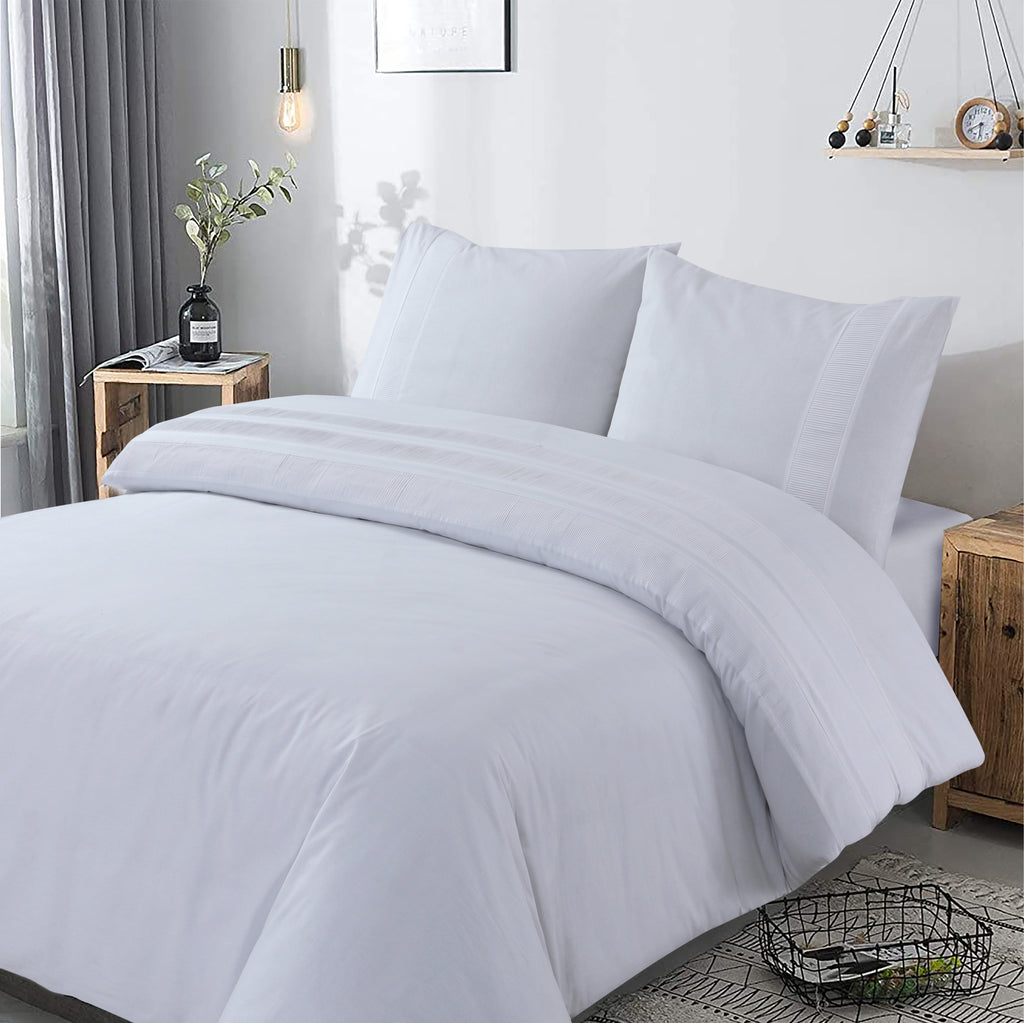 Dekbedovertrek katoen percale Bali wit 240 x 220 cm, met kussenslopen 60 x 70 cm