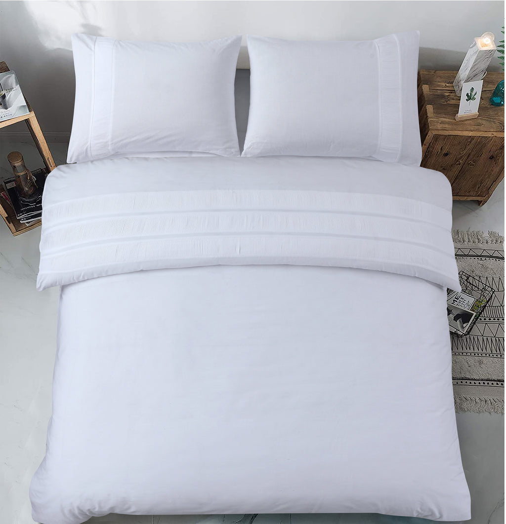 Dekbedovertrek katoen percale Bali wit 240 x 220 cm, met kussenslopen 60 x 70 cm