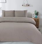 Dekbedovertrek Bali percale katoen taupe 200 x 220 cm, met 2 kussenslopen 60 x 70 cm
