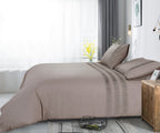 Dekbedovertrek Bali percale katoen taupe 200 x 220 cm, met 2 kussenslopen 60 x 70 cm