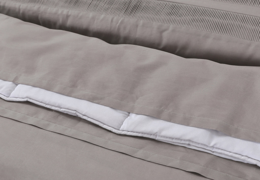 Dekbedovertrek Bali percale katoen taupe 200 x 220 cm, met 2 kussenslopen 60 x 70 cm