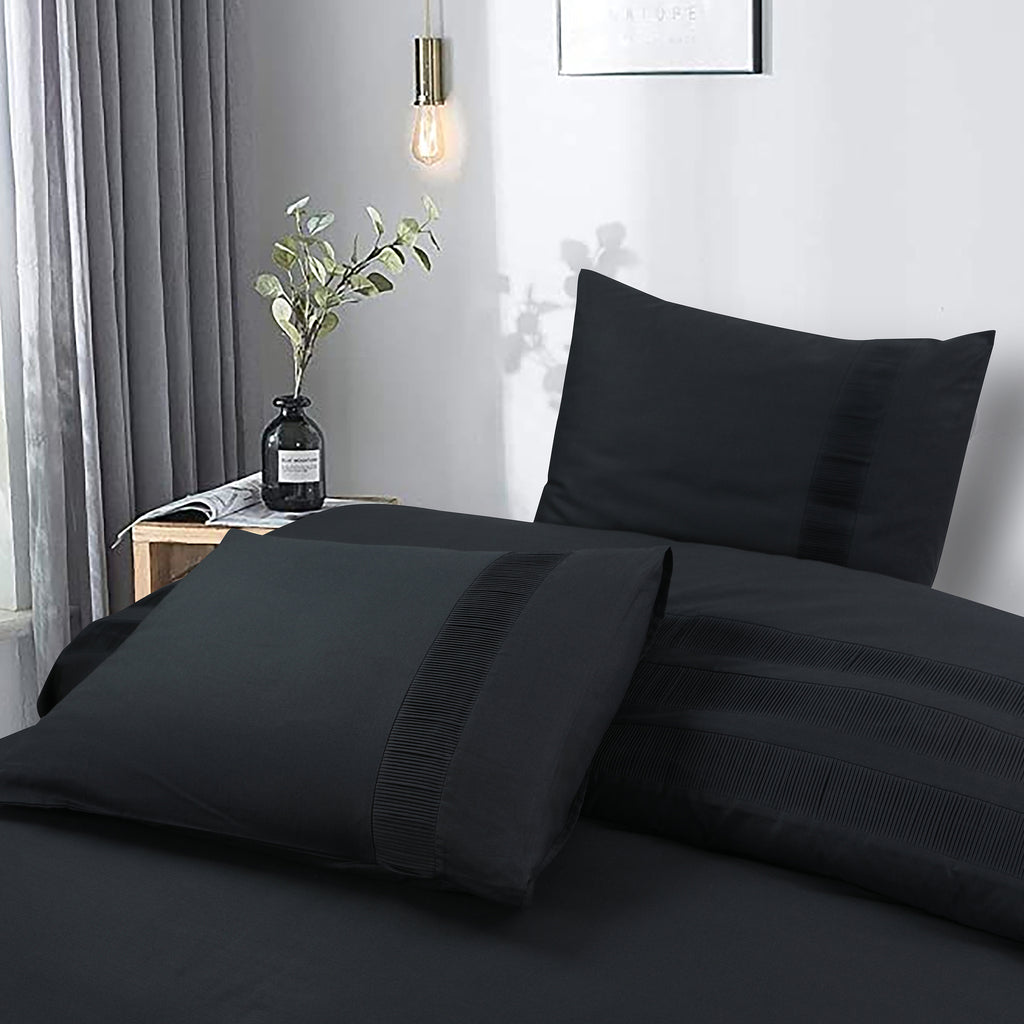 Dekbedovertrek katoen percale Bali zwart 140 x 220 cm, met kussenslopen 60 x 70 cm