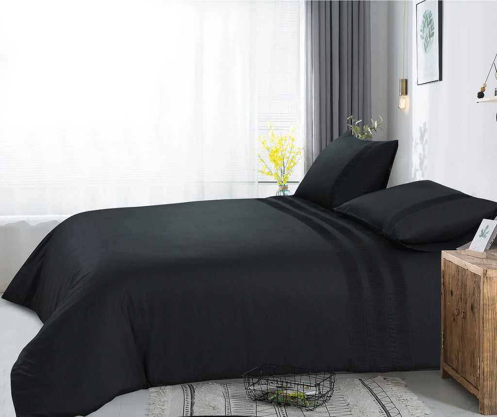 Dekbedovertrek Bali katoen percale zwart 240 x 220 cm, met kussenslopen 60 x 70 cm