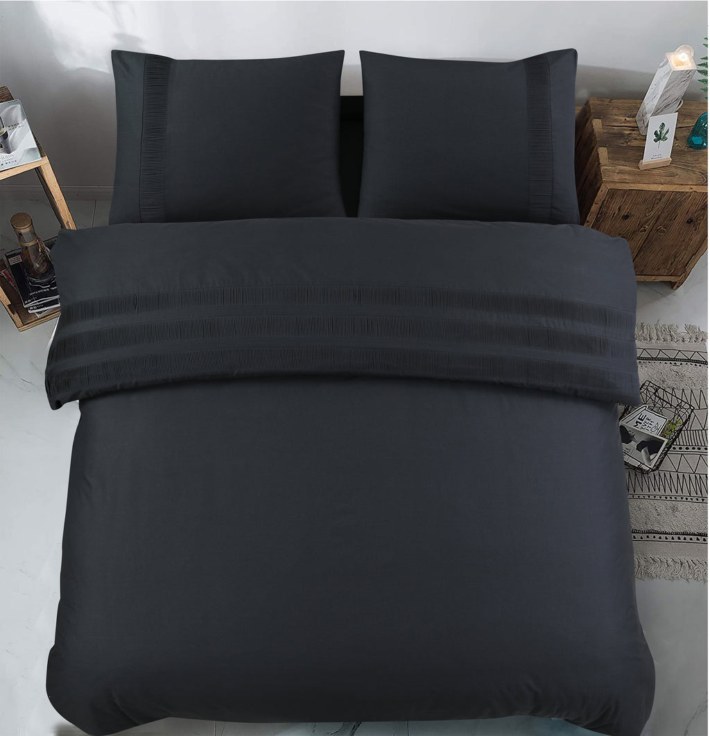 Dekbedovertrek Bali katoen percale zwart 240 x 220 cm, met kussenslopen 60 x 70 cm