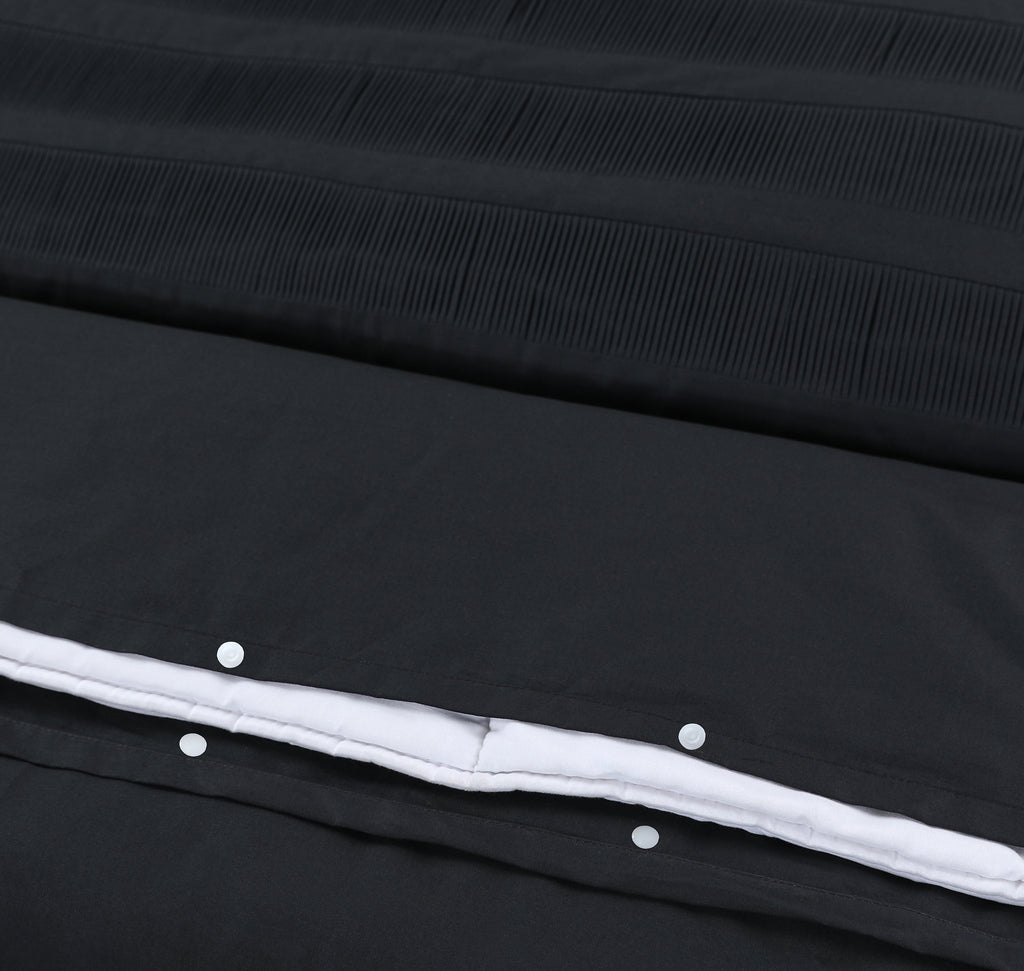Dekbedovertrek Bali katoen percale zwart 240 x 220 cm, met kussenslopen 60 x 70 cm