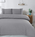 Dekbedovertrek katoen percale grijs 140 x 220 cm, met kussenslopen 60 x 70 cm, slaapkamer