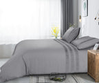 Dekbedovertrek katoen percale grijs 140 x 220 cm, met kussenslopen 60 x 70 cm, slaapkamer