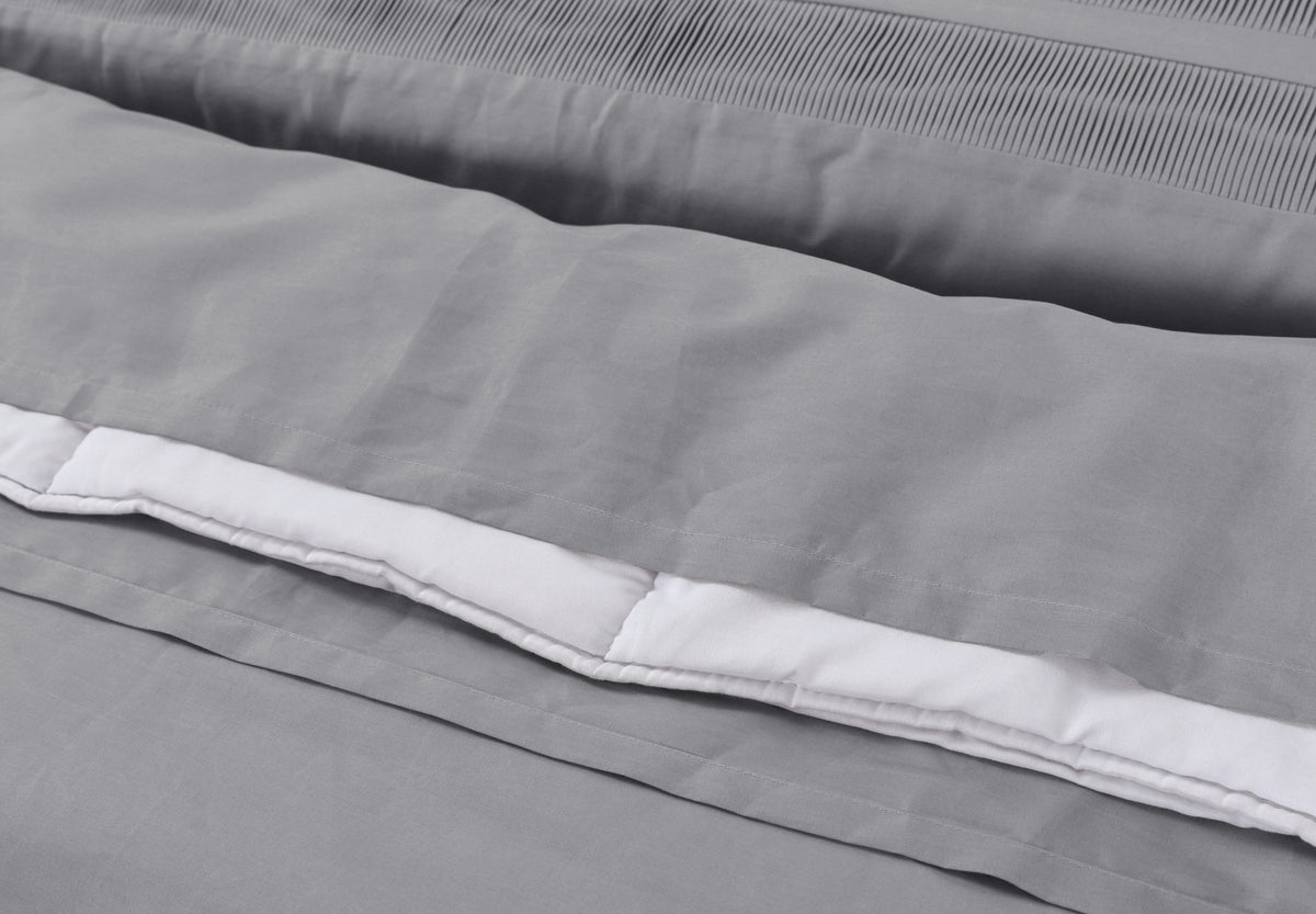 Dekbedovertrek katoen percale grijs 140 x 220 cm, met kussenslopen 60 x 70 cm, slaapkamer