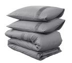 Dekbedovertrek katoen percale grijs 140 x 220 cm, met kussenslopen 60 x 70 cm, slaapkamer