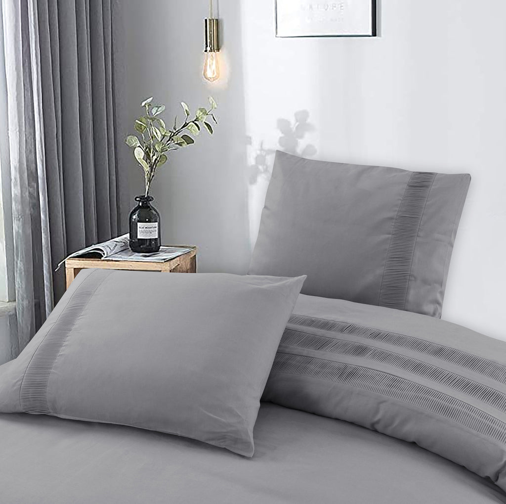 Dekbedovertrek katoen percale Bali grijs 240 x 220 cm, met 2 kussenslopen 60 x 70 cm