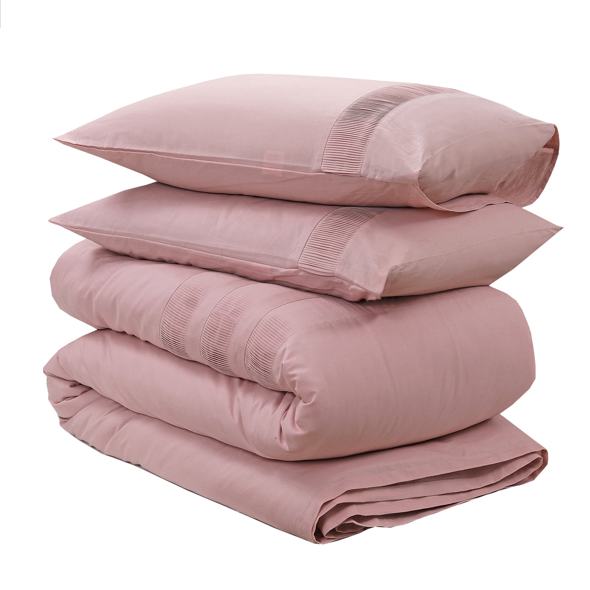 Dekbedovertrek katoen percale roze 200 x 220 cm, met kussenslopen 60 x 70 cm
