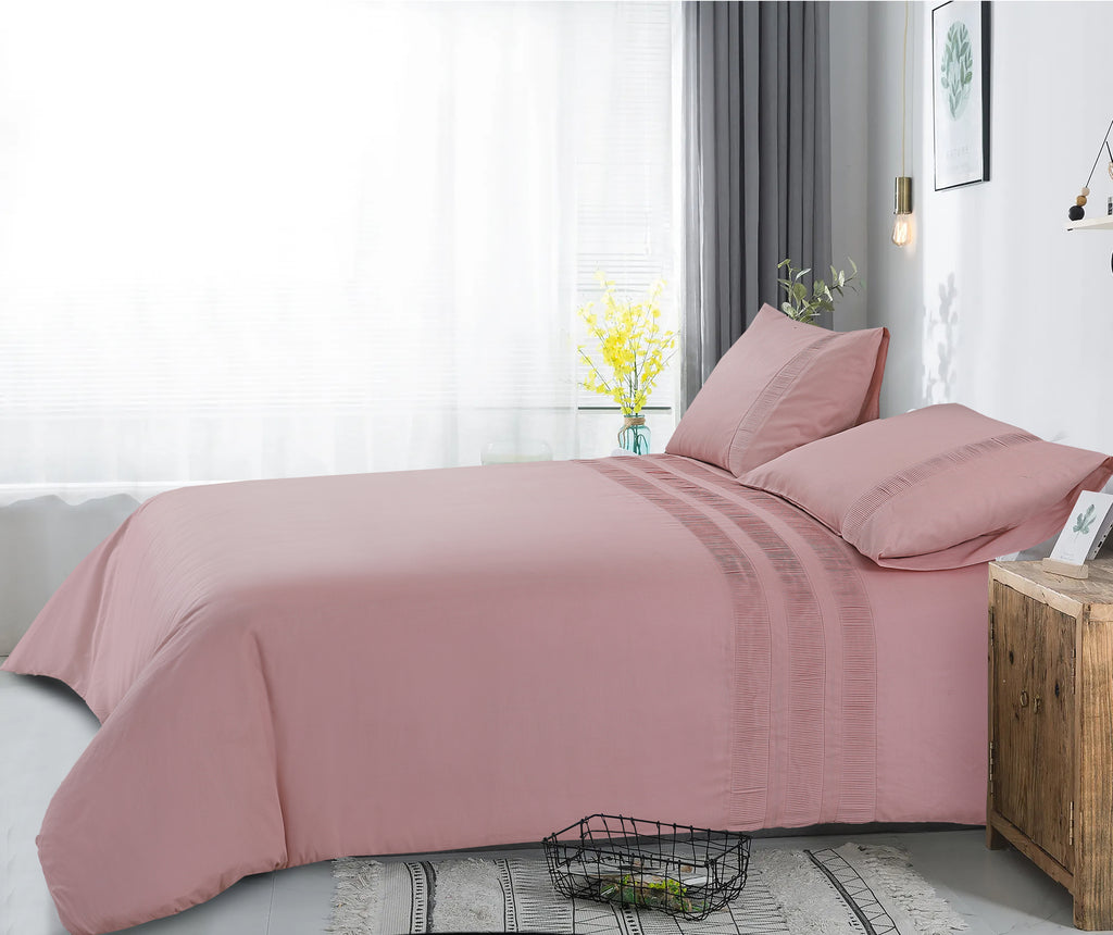 Dekbedovertrek katoen percale roze 200 x 220 cm, met kussenslopen 60 x 70 cm
