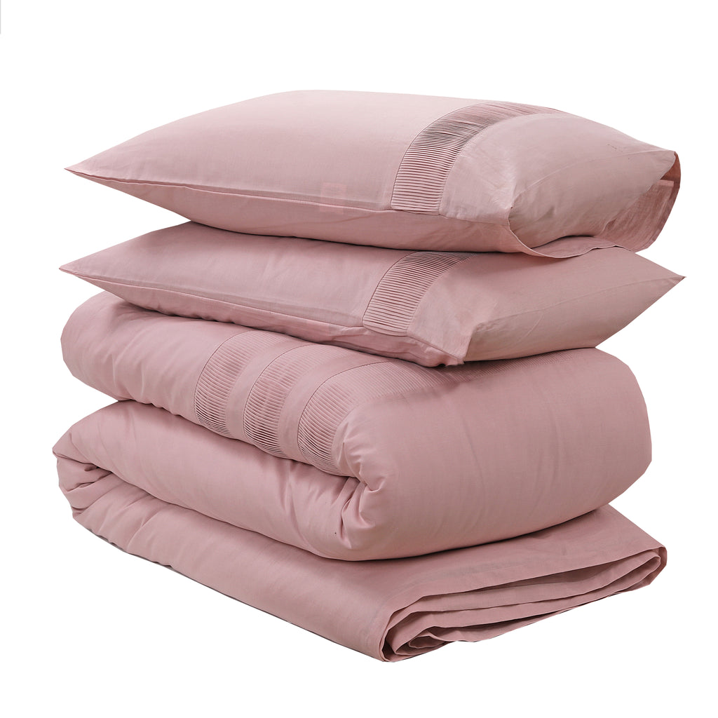 Dekbedovertrek percale katoen Bali roze 240 x 220 cm, met 2 kussenslopen 60 x 70 cm