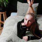 Dekbedovertrek teddy rib polyester grijs 200 x 220 cm, geribd ontwerp voor de slaapkamer