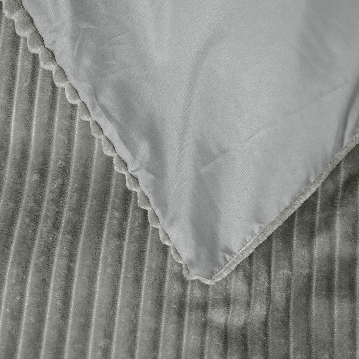 Dekbedovertrek teddy rib polyester grijs 200 x 220 cm, geribd ontwerp voor de slaapkamer