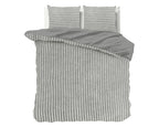 Dekbedovertrek teddy rib polyester grijs 200 x 220 cm, geribd ontwerp voor de slaapkamer