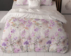 Dekbedovertrek katoen-polyester Jenice bloemendessin roze op witte ondergrond 240 x 220 cm, met kussensloop