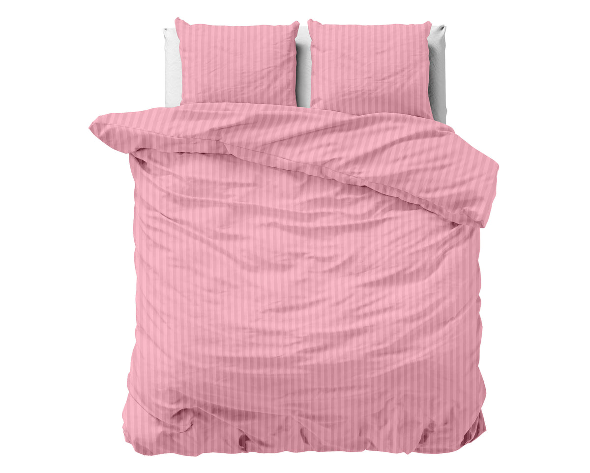 Dekbedovertrek micropercal geëmbosseerd roze 240 x 220 cm, met 2 kussenslopen 60 x 70 cm