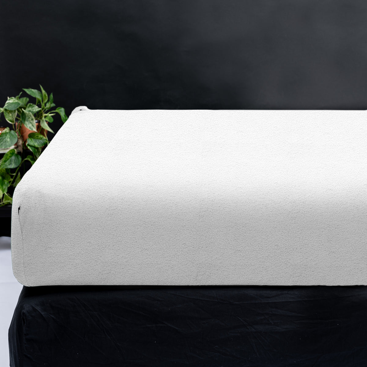 Hoeslaken teddy polyester wit 180 x 200 cm, hoekhoogte 30 cm, voor tweepersoonsbed