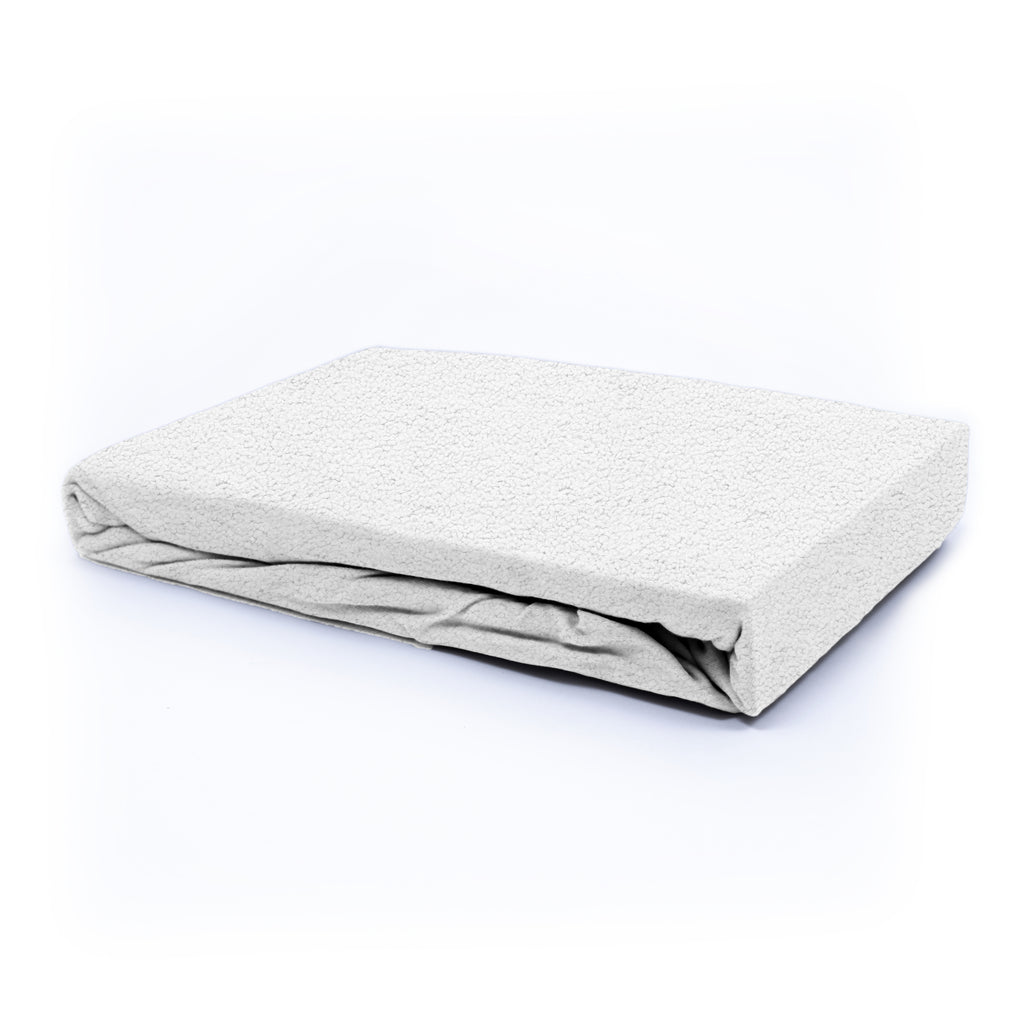 Hoeslaken teddy polyester wit 180 x 200 cm, hoekhoogte 30 cm, voor tweepersoonsbed